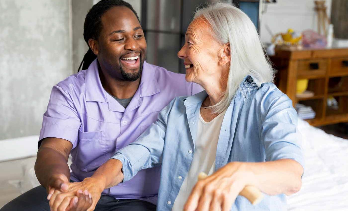 elderly patient with caregiver